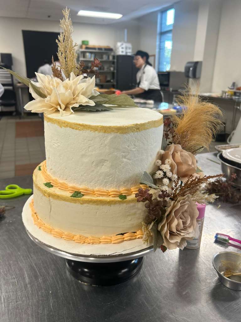 Two-tier floral cake