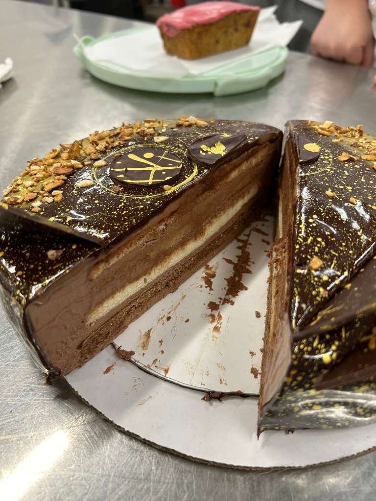Chocolate mirror glaze cake