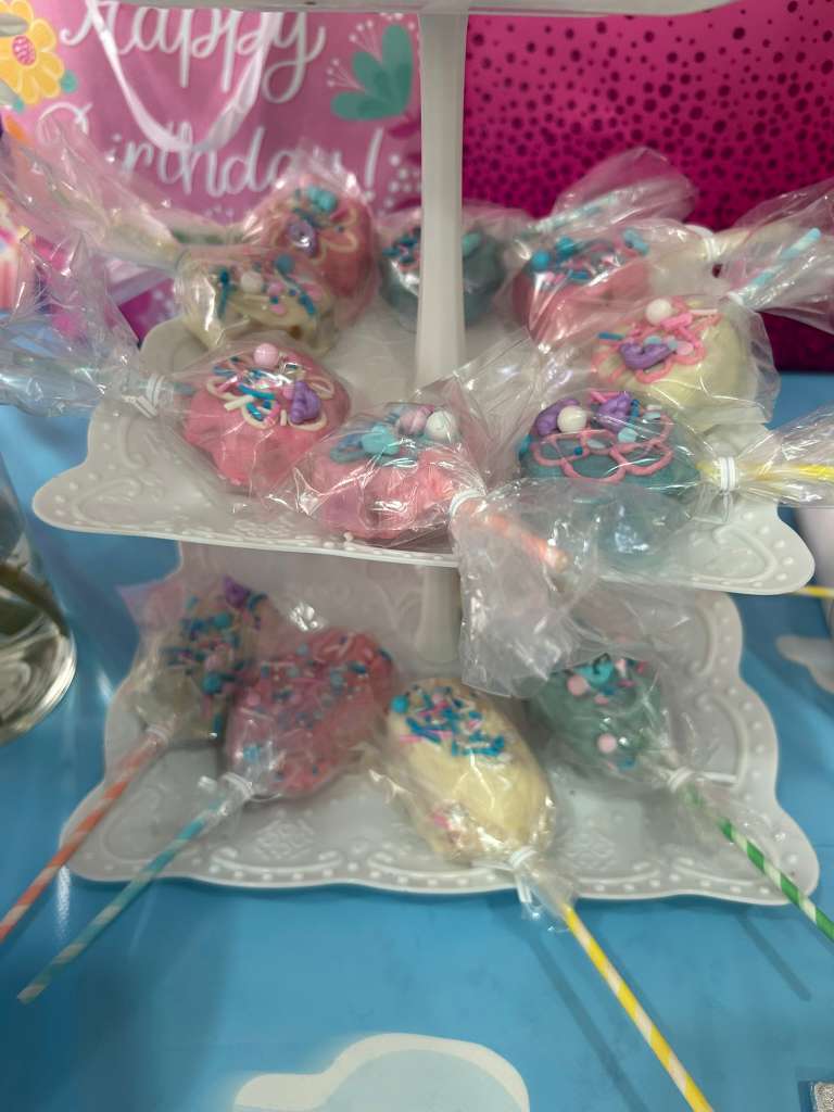Cake pops on tiered display